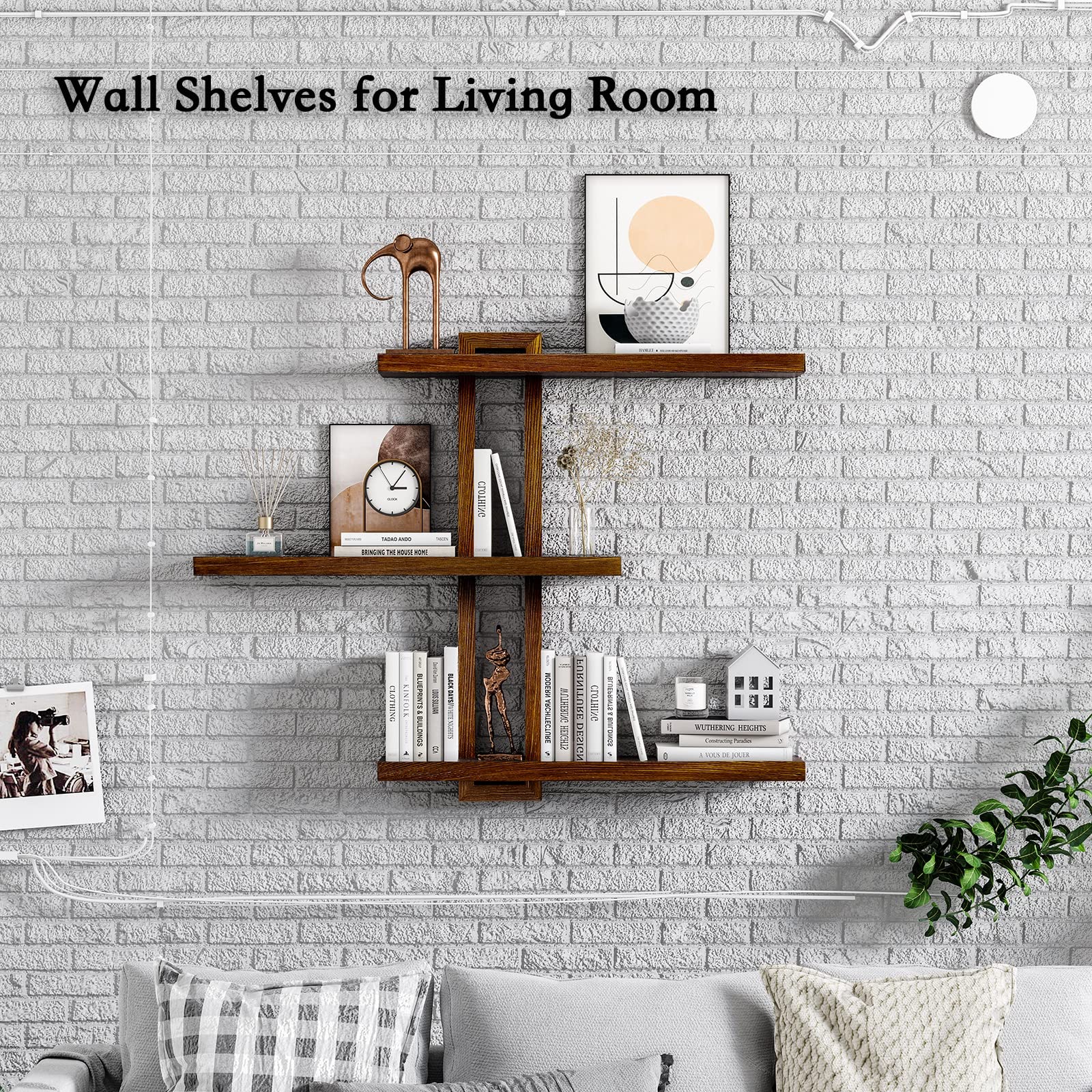 Variable Floating Shelves Wood Set of 4, Bathroom Shelves 28.35" Max, Rustic Shelves