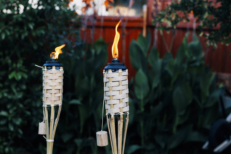4-Pack Luau Bamboo Torches, Weather Resistant Coated Torch