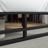 Twin Size Metal Bed Frame, High Under Bed Platform Storage Space