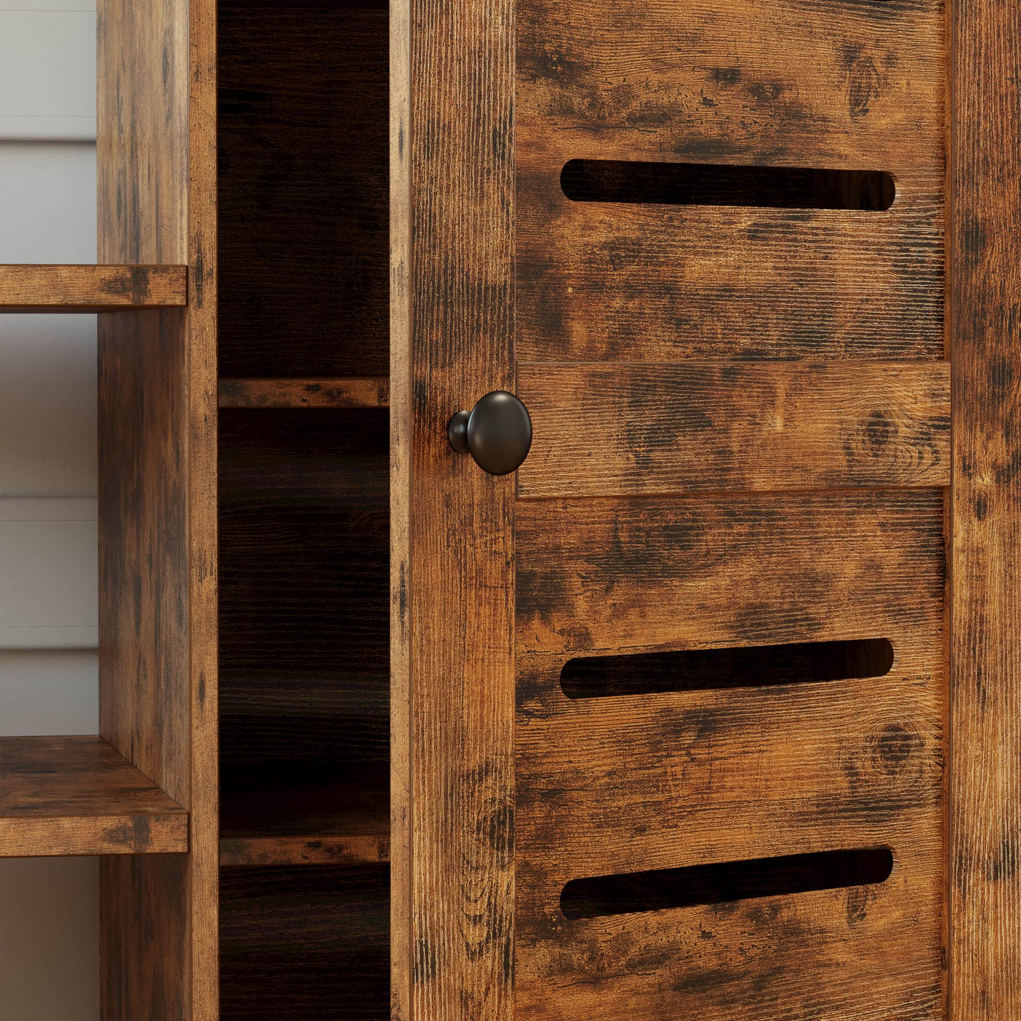 Storage Cabinet with Charging Station and Wheels, Kitchen Cart Cabinet