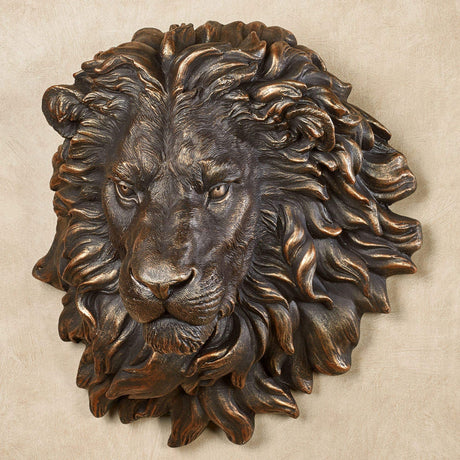 Power and Presence Lion Head Wall Sculpture Bronze