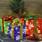 Set of 3 Lighted Gift Boxes Christmas Decorations