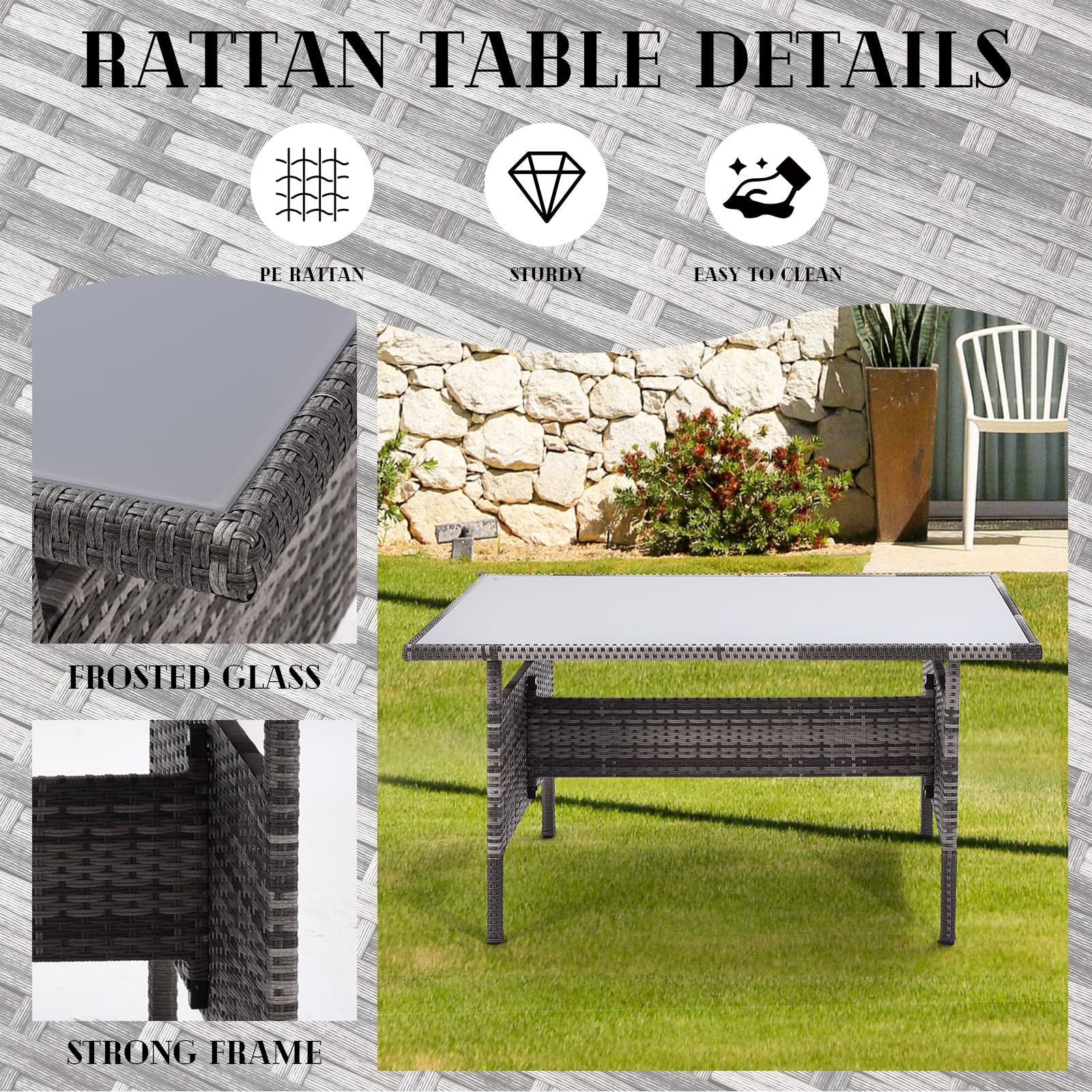 7 Piece Patio Furniture Set Wicker Conversation Set Outdoor