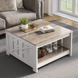 Coffee Table Farmhouse Coffee Table with Storage Rustic Wood Cocktail Table