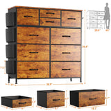 10 Drawer Dresser, Chest of Drawers for Bedroom, Fabric Dresser Drawers