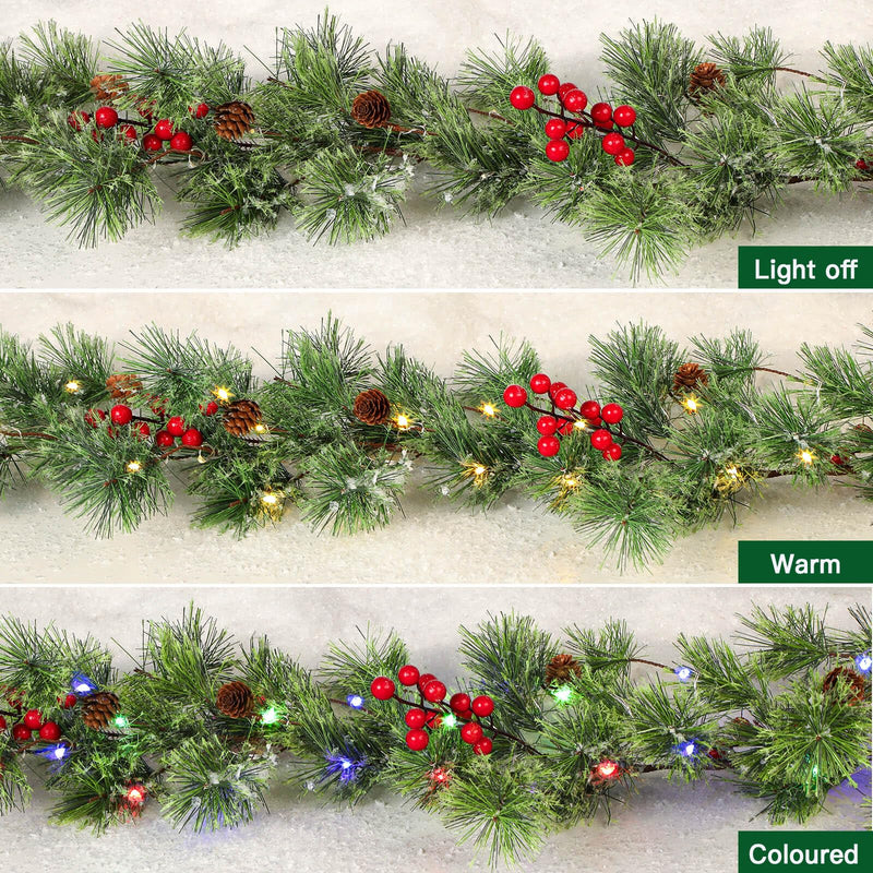 9FT Prelit Artificial Christmas Garland with Multi