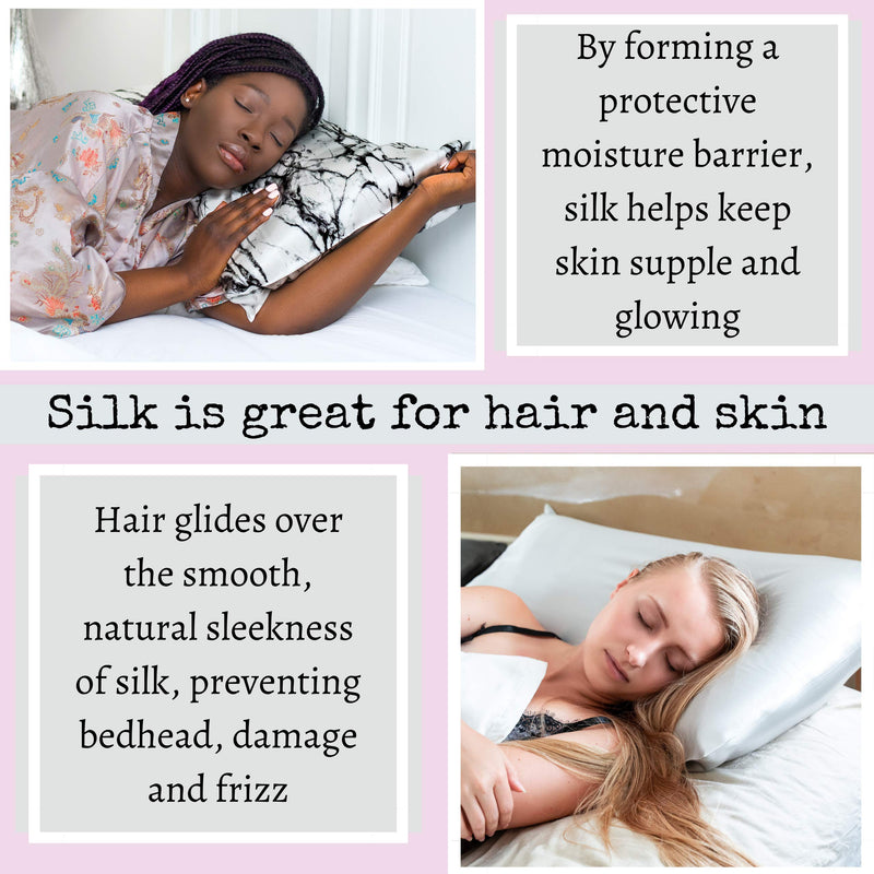 100% Silk Pillowcase for Hair Zippered Luxury 25 Momme Mulberry Silk Charmeuse Silk