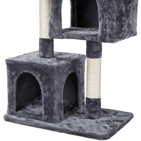 33.5in Cat Tree Tower for Indoor Cats w/2 Cozy Plush Condos, Oversized Perch