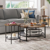 Round Coffee Table and End Table Set for Living Room