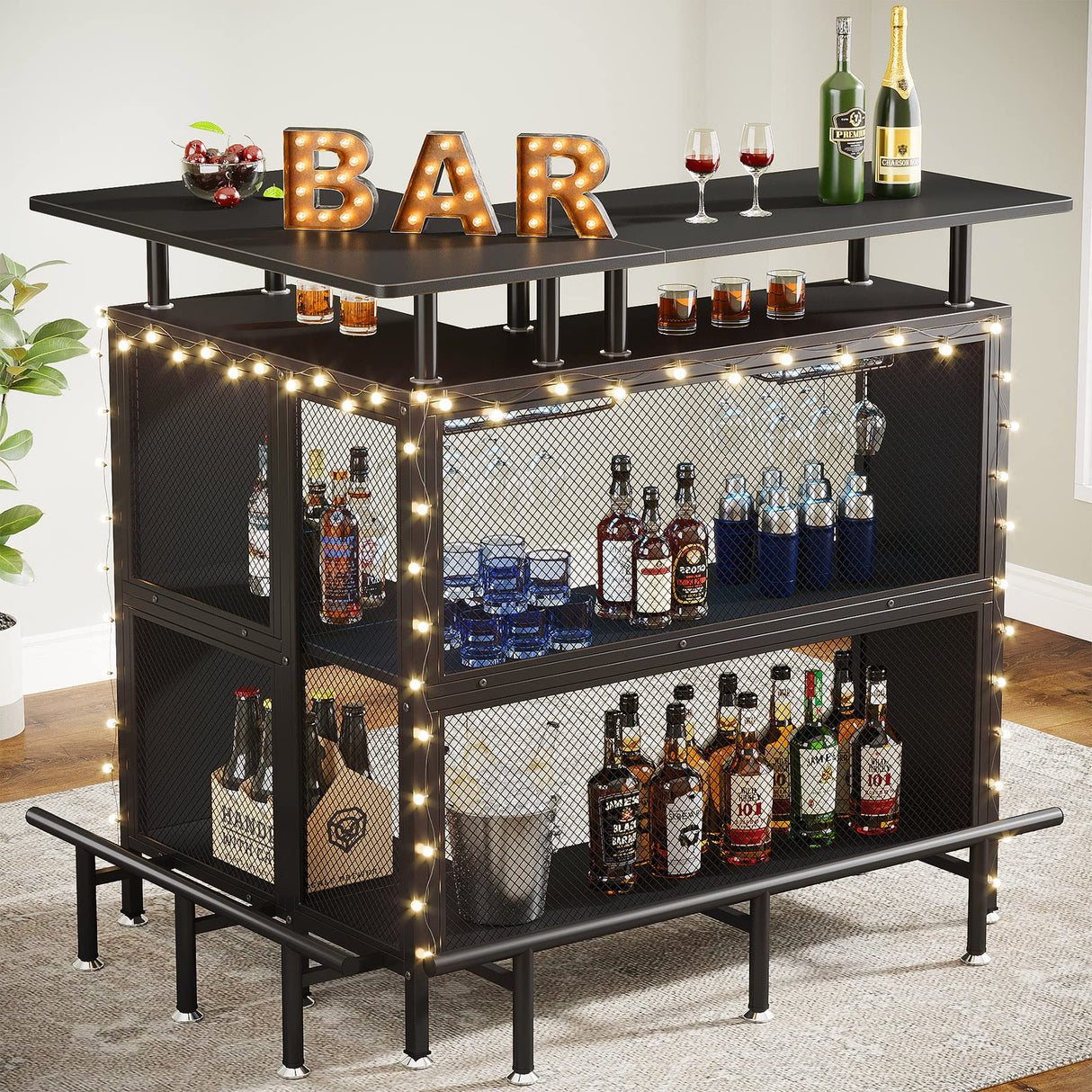 Home Bar Unit, L-Shaped Liquor Bar Table