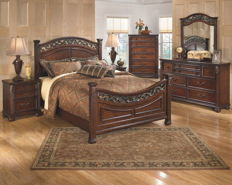 Leahlyn Traditional Ornate 5 Drawer Chest of Drawers, Warm Brown & Leahlyn Traditional Ornate 7 Drawer Dresser, Warm Brown