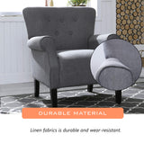 Modern Classic Accent Fabric Arm Chair, Linen Upholstered Single Sofa