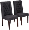 Blythe Tufted Fabric Dining Chairs, 2-Pcs Set, Dark Charcoal / Brown