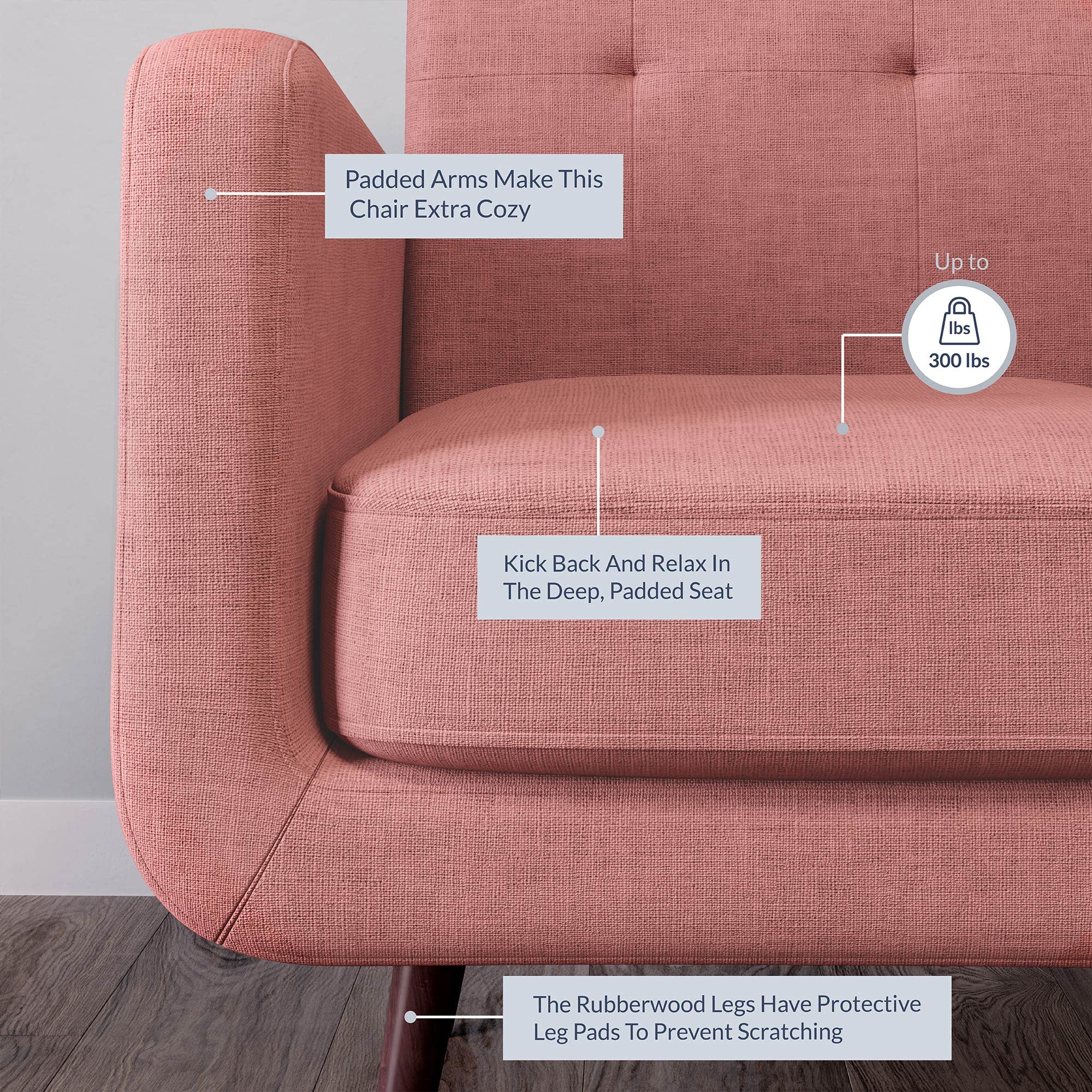 Armchair Single Sofa, Contemporary Vintage Upholstered Linen Accent Chair