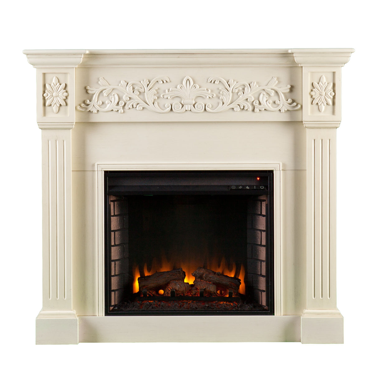 Calvert Electric Carved Floral Trim Fireplace