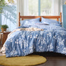 7 Pieces Blue Floral Bedding Sets Queen Bed in a Bag