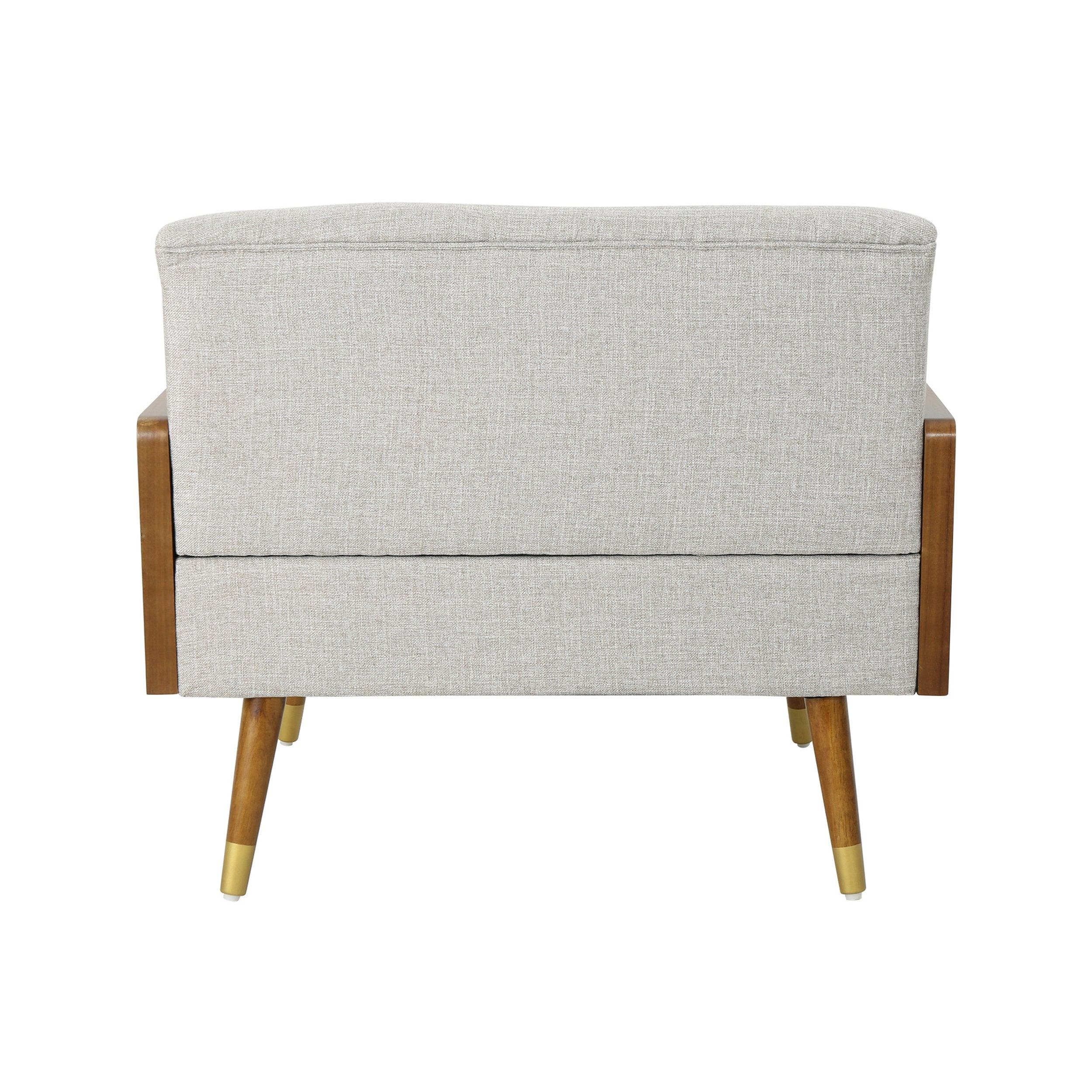 Greta Mid Century Modern Fabric Club Chair, Beige, Dark Walnut