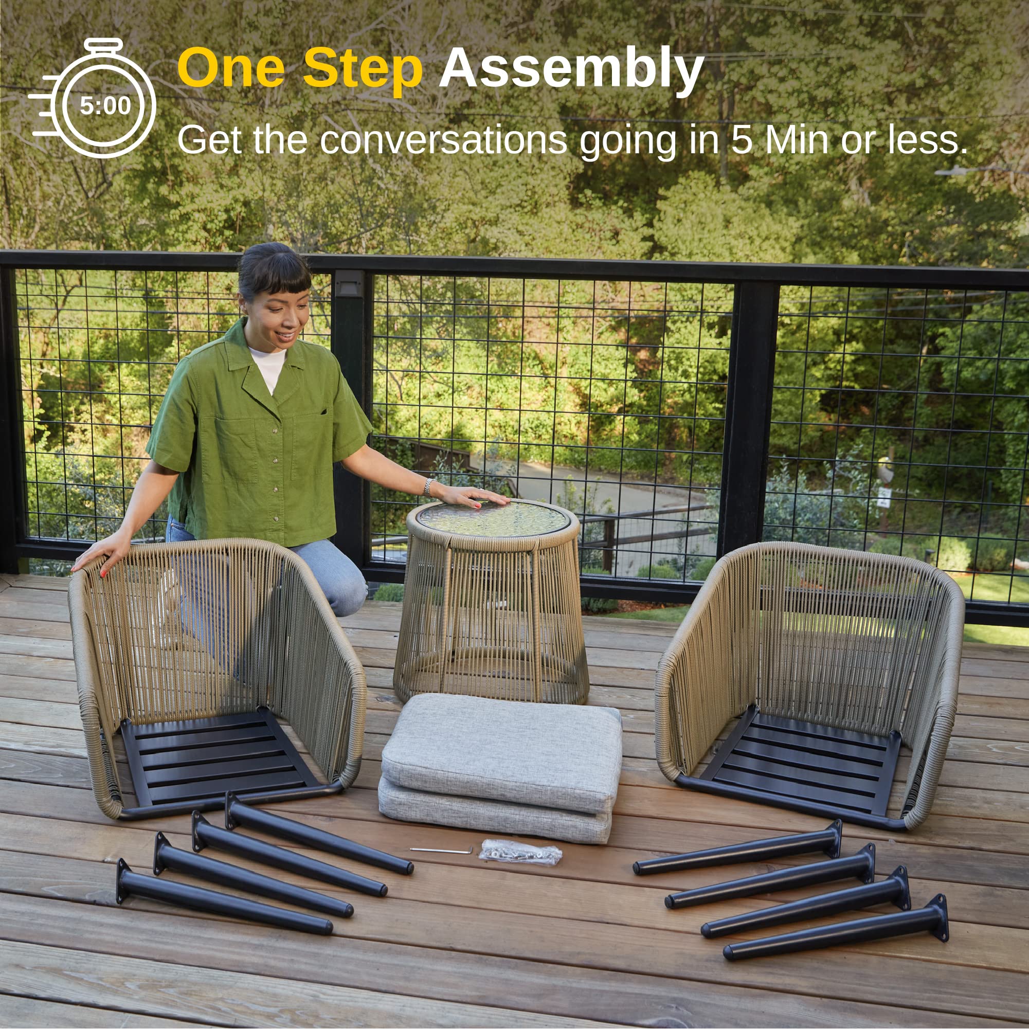 Breezeway Patio Furniture Set, 3-Piece Outside Bistro Set