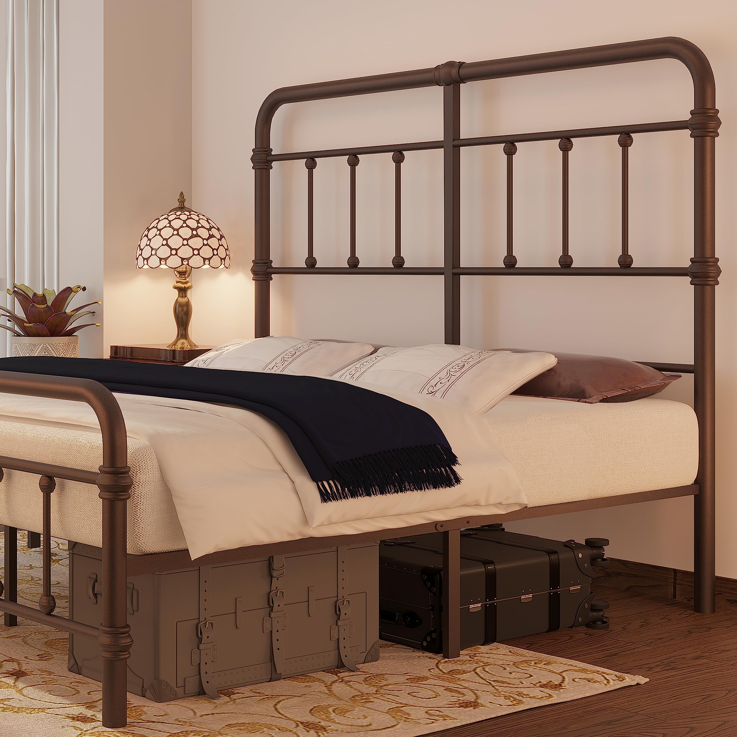 King-Size-Bed-Frame and headboard Giselle-Vintage Antique-Metal