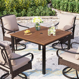 42" Metal Patio Table, Steel Slatted Square