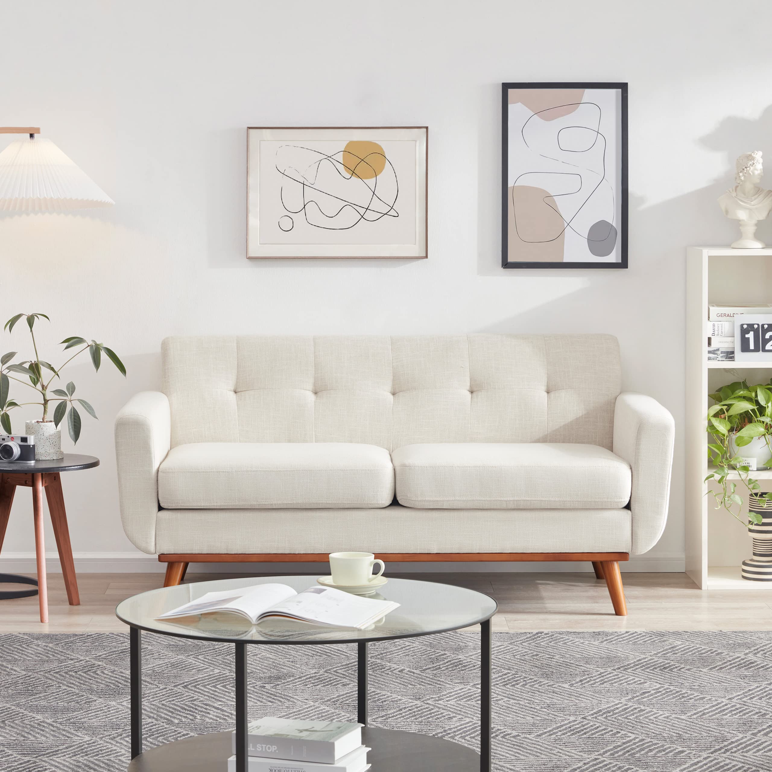 Tbfit 65" W Loveseat Sofa, Mid Century Modern Decor Love Seat