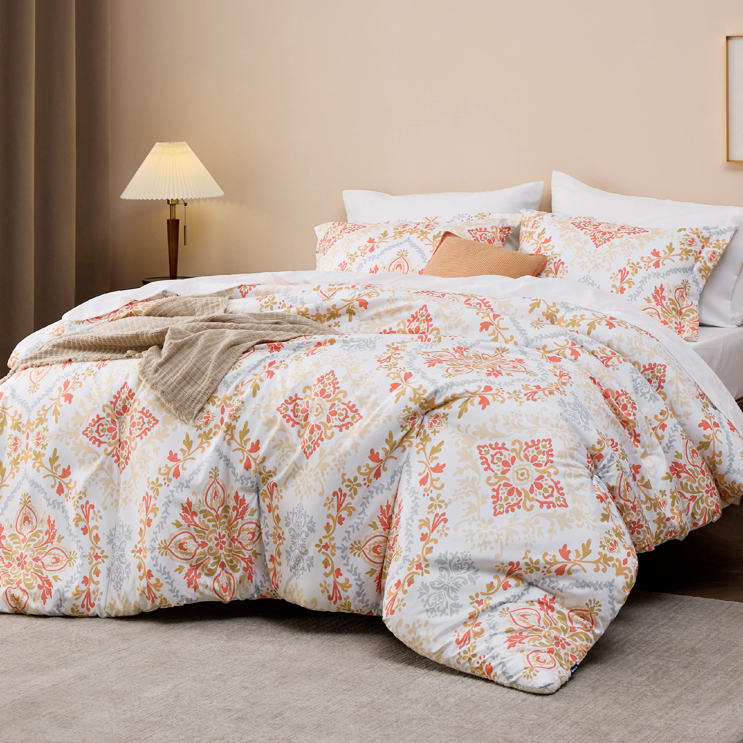 Boho Comforter Set Queen - 7 Pieces Bedding Sets Queen Bed in a Bag