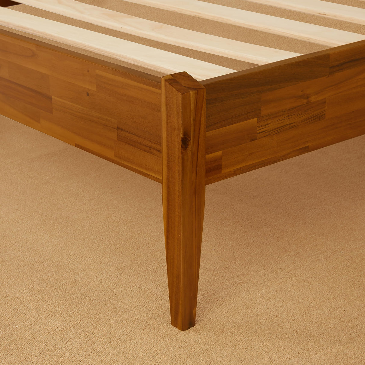 Dinkee King Bed Frame Wood 15 Inch - Solid Wood Platform Bed Frame