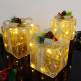 Set of 3 Christmas Lighted Gift Boxes