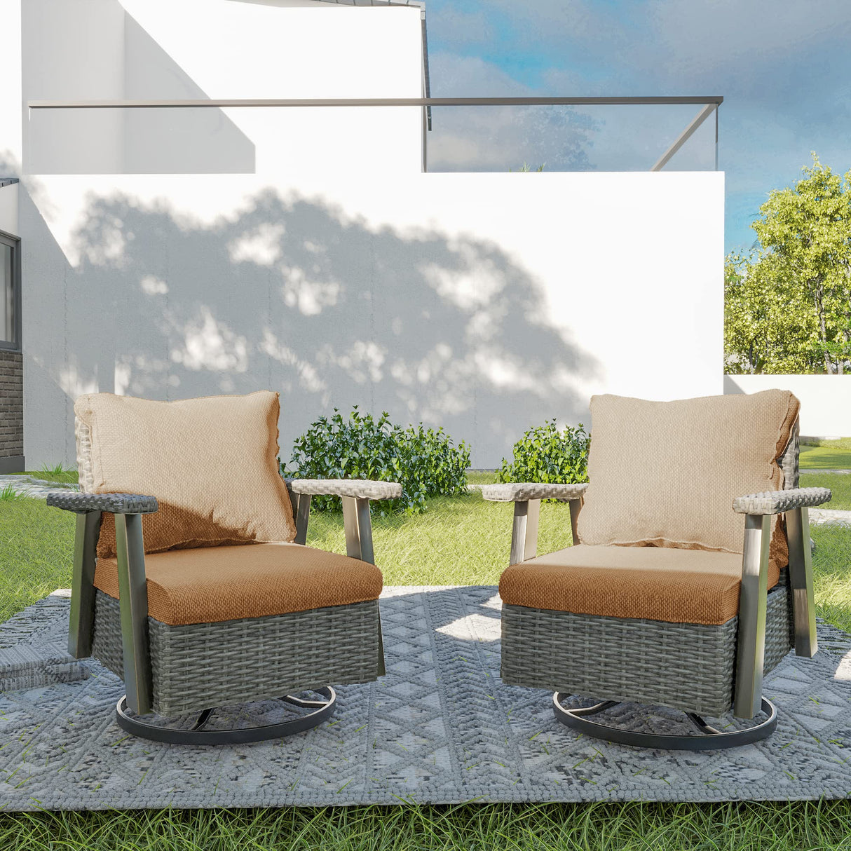 Patio Chair Set of 2 - Outdoor 360 Degree