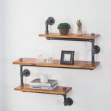 (33" W,10" D) Industrial Pipe Shelf, 3-Shelves Wall Mounted Pipe Design Bookcases