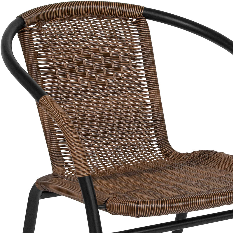 Patio Wicker Rattan Chair, Set of 4 Round Back Patio Dining Chairs