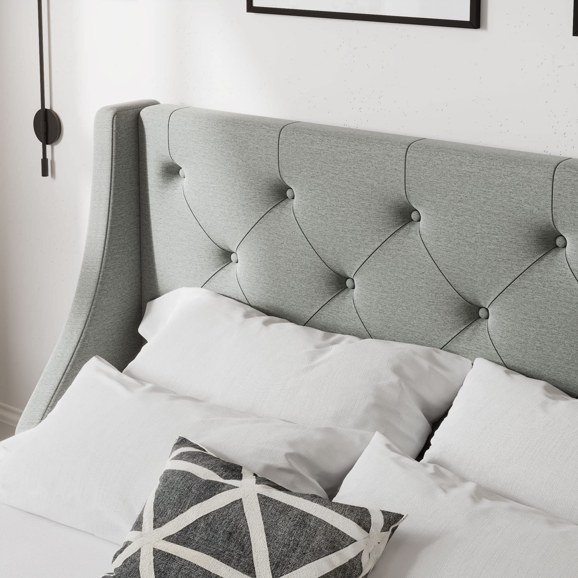 Queen Bed Frame with 4 Storage Drawers and Wingback Headboard