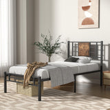 Twin Size Bed Frame with Headboard, Heavy-Duty Platform with Steel Slats Support