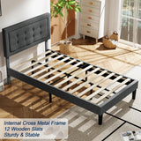 Twin Size Upholstered Bed Frame with Height