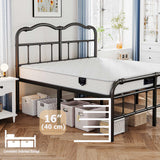 Queen Size Bed Frame with Headboard and Footboard, 18 Inch High, No Box Spring Needed