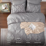 Queen Comforter Set - 7 Pieces Comforters Queen Size Grey