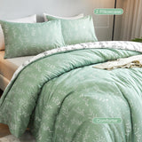 3 Pieces Reversible Cute Floral Bedding Comforter Sets Sage Green