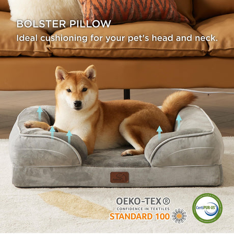 Orthopedic Dog Bed for Medium Dogs -Foam Sofa with Removable Washable Cover