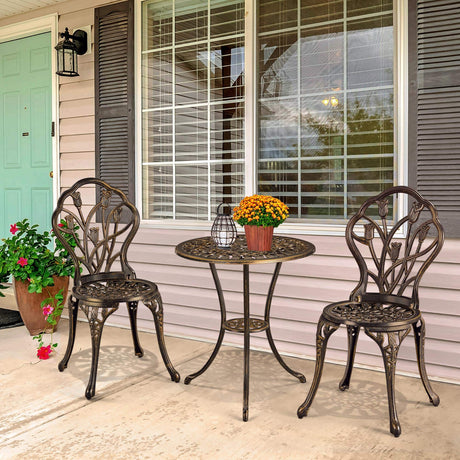 Patio Bistro Sets 3 Piece, Outdoor Cast Aluminum Garden Table