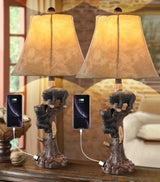 Climbing Bears Rustic Western Table Lamp Set of 2