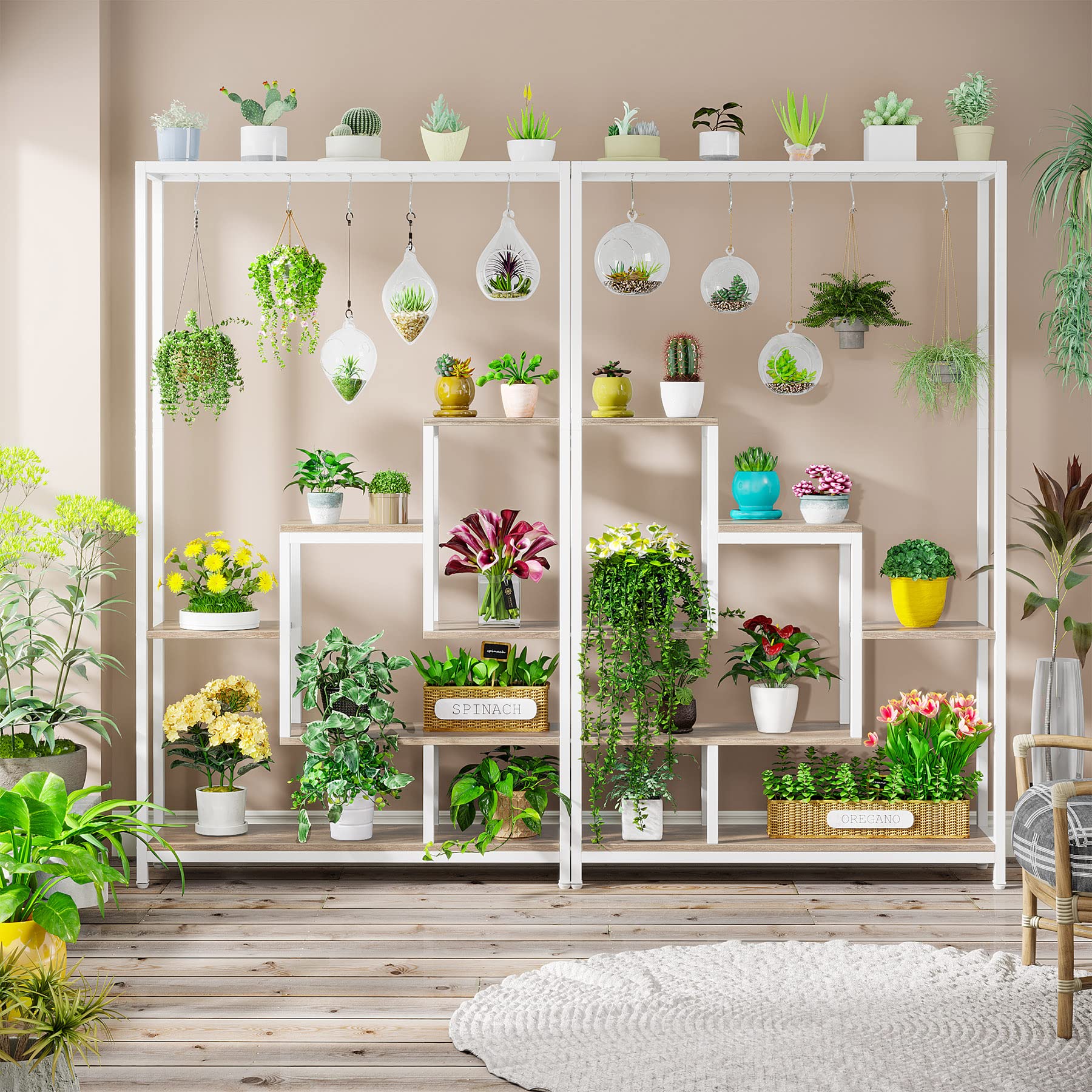 Tribesigns 5-Tier White & Beige Ladder Plant Stand