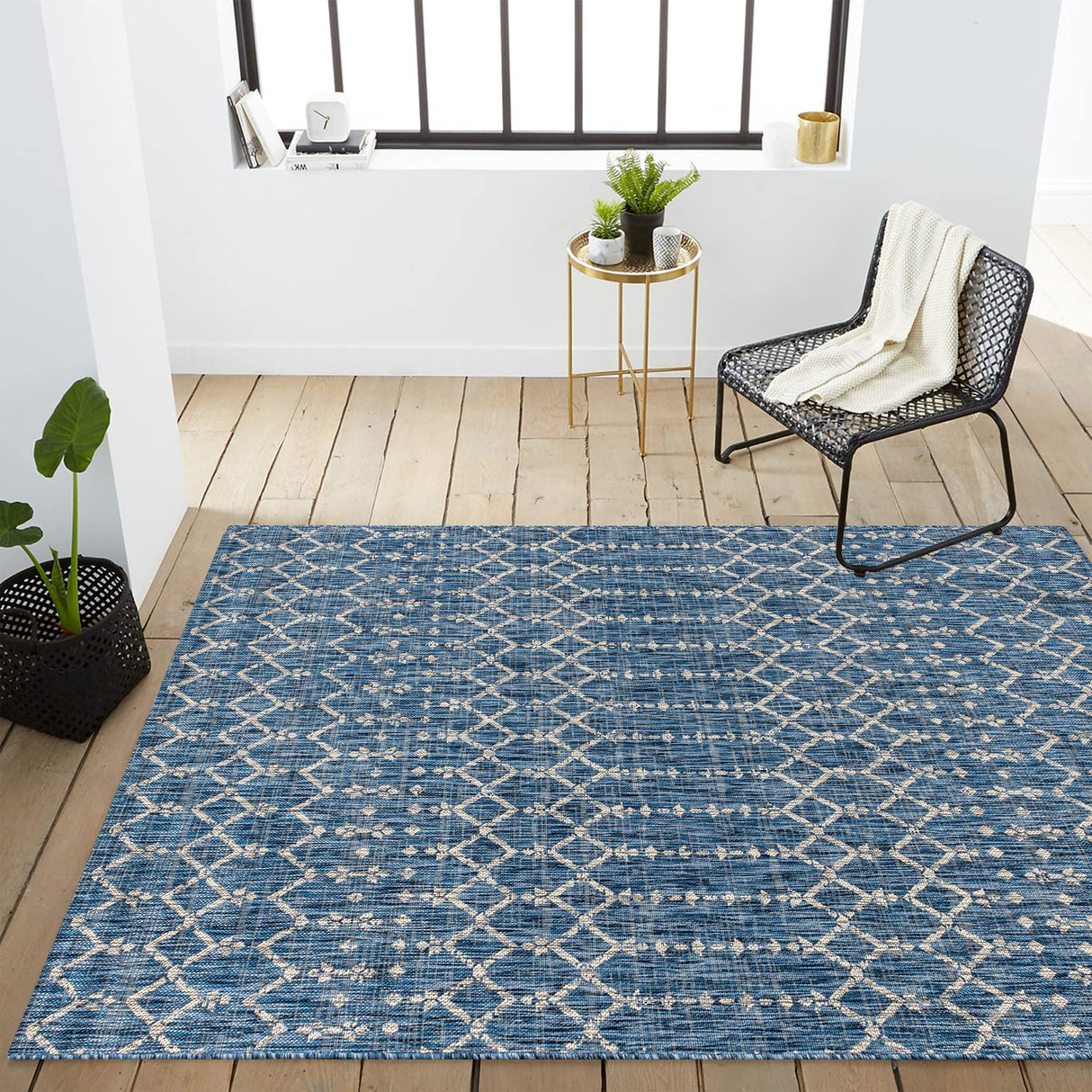 SMB108B-3 Ourika Moroccan Geometric Textured Weave Indoor Area Rug