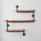 (33" W,10" D) Industrial Pipe Shelf, 3-Shelves Wall Mounted Pipe Design Bookcases