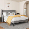 Upholstered Bed Frame Queen Size with Streamlined Wingback Headboard