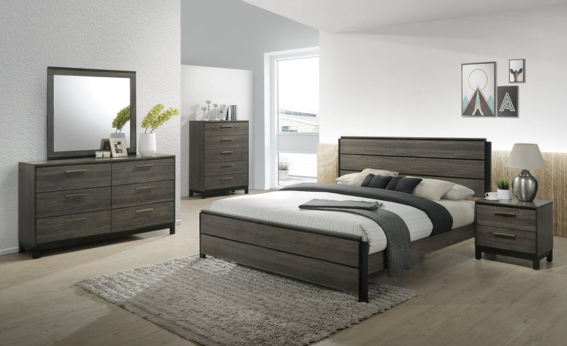 Ioana 187 Antique Grey Finish Wood Bed Room Set, Queen Size Bed