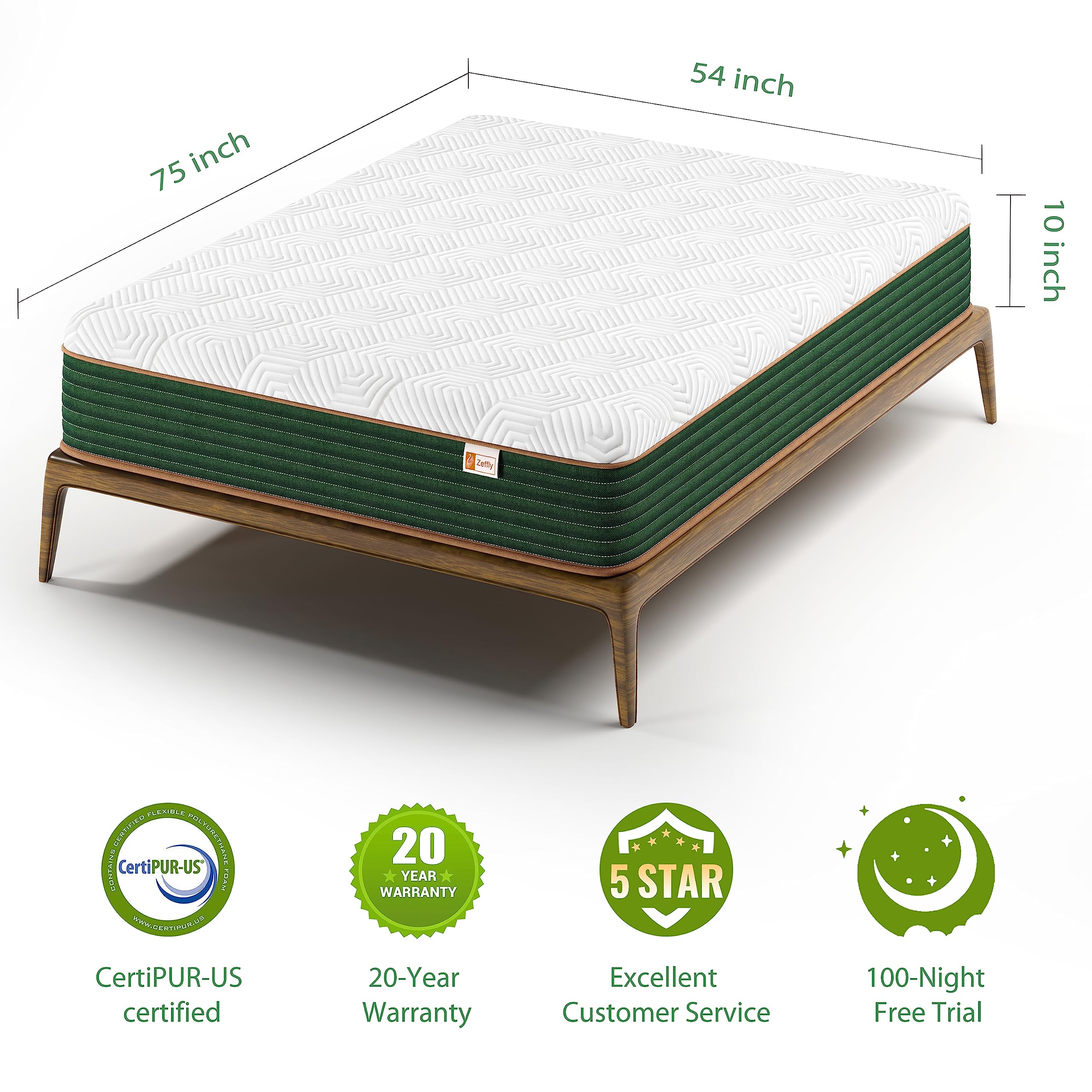 Full Size Mattress 10 Inch, Gel Memory Foam Mattress with Individual Pocket Springs