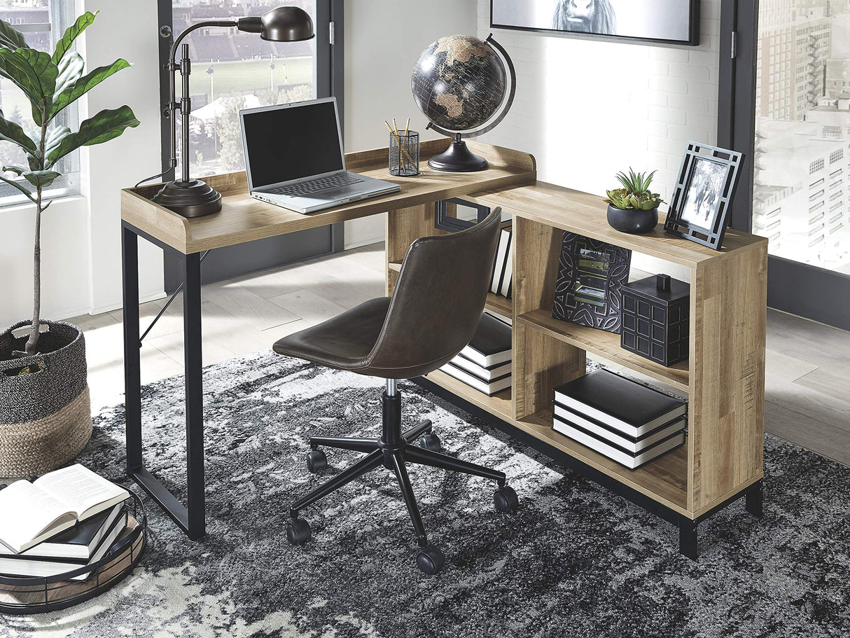 Gerdanet Modern Farmhouse Home Office L-Shaped Desk with Side Storage