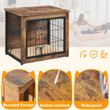 27.5'' Dog Crate Furniture with Cushion Wooden Dog Crate with Double Doors/Adjustable