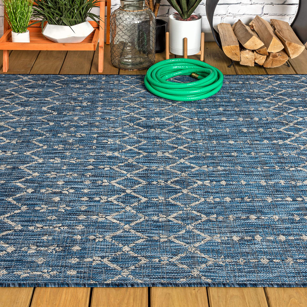 SMB108B-3 Ourika Moroccan Geometric Textured Weave Indoor Area Rug