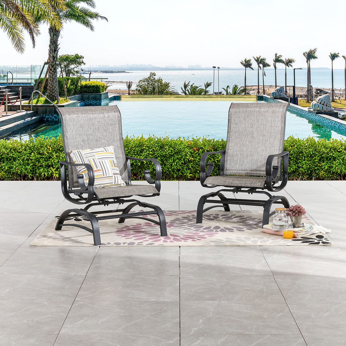 Patio Bistro Armchairs Set of 2 Outdoor Dining Seating Chair